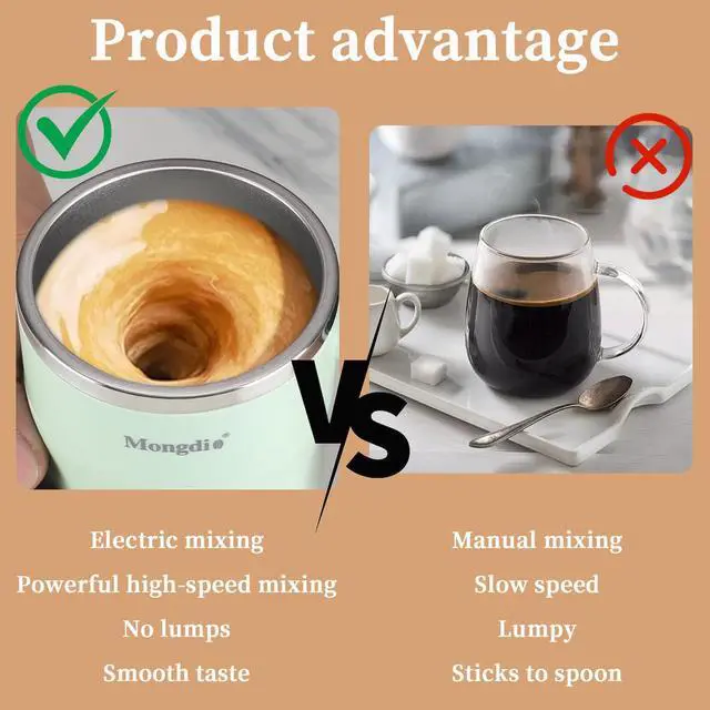 Alt view image 4 of 7 - Self Stirring Coffee Mug with Fahrenhite Temperature Display, Rechargeable Stirring Mug, Automatic Self Stirring Cup with Lid, For Coffee, Milk and Other Beverages, Green