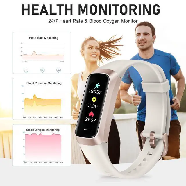 Alt view image 3 of 7 - Fitness Tracker, Activity Tracker with 24/7 Heart Rate Blood Pressure Blood Oxygen Sleep Monitor, Calories Smart Watch with 1.10'' AMOLED Touch Color Screen, Pedometer for Women Men