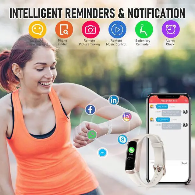 Alt view image 6 of 7 - Fitness Tracker, Activity Tracker with 24/7 Heart Rate Blood Pressure Blood Oxygen Sleep Monitor, Calories Smart Watch with 1.10'' AMOLED Touch Color Screen, Pedometer for Women Men