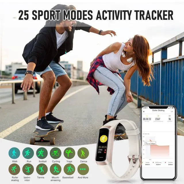 Alt view image 5 of 7 - Fitness Tracker, Activity Tracker with 24/7 Heart Rate Blood Pressure Blood Oxygen Sleep Monitor, Calories Smart Watch with 1.10'' AMOLED Touch Color Screen, Pedometer for Women Men