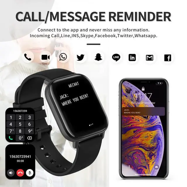 Alt view image 4 of 7 - Yihou Fitness Tracker Heart Rate Blood Pressure Watch Blood Oxygen Monitor Pedometer Step Counter Activity Tracker Big Fitness Tracker for Women Men Smart Watch for Android Phones Compatible iPhone