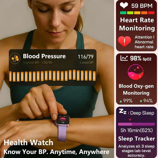 Alt view image 3 of 7 - Fitness Tracker with 24/7 Heart Rate & Blood Pressure Monitor, Smart Watch with Blood Oxy-gen, Sleep Tracking, Fitness Watch 120+ Sports Modes, Answer/Make Calls for Men and Women