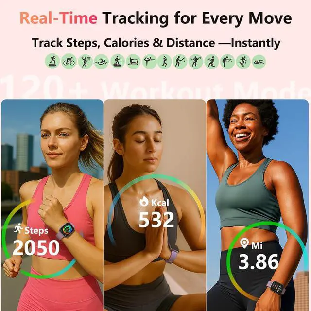 Alt view image 4 of 7 - Fitness Tracker with 24/7 Heart Rate & Blood Pressure Monitor, Smart Watch with Blood Oxy-gen, Sleep Tracking, Fitness Watch 120+ Sports Modes, Answer/Make Calls for Men and Women