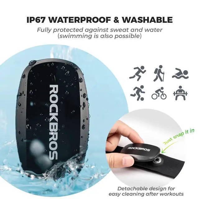 Alt view image 2 of 7 - HRM812 Heart Rate Monitor Chest Strap - ANT + Bluetooth IP67 Waterproof, 800H Battery Life, Wide Compatibility