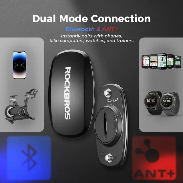 Alt view image 4 of 7 - HRM812 Heart Rate Monitor Chest Strap - ANT + Bluetooth IP67 Waterproof, 800H Battery Life, Wide Compatibility