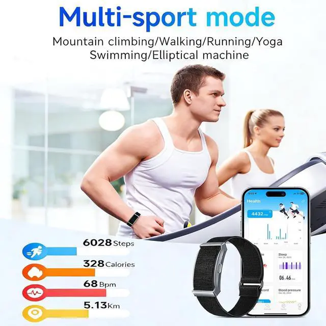 Alt view image 3 of 7 - Smart Health Tracker for Men Women,Heart Rate Monitor Wristband Fitness Smart Bracelet Sleep Tracker Step Counter Pedometer Multi Sport Modes Waterproof Wearable Activity Tracker (Black)