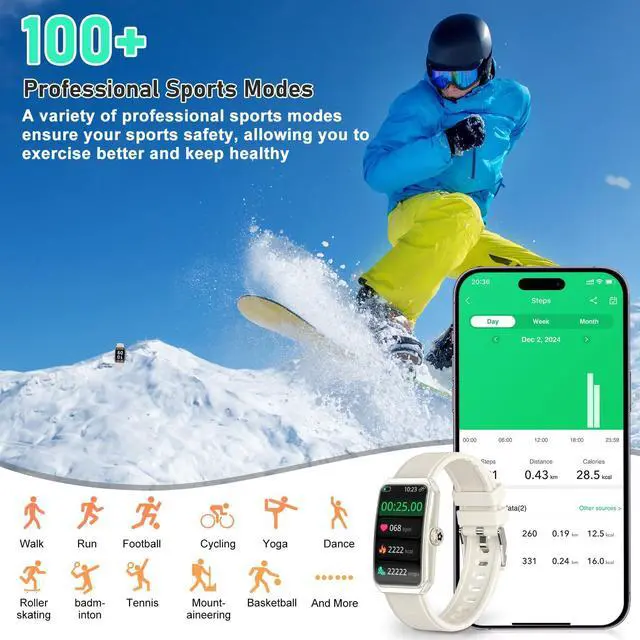Alt view image 2 of 7 - Fitness Tracker with 24/7 Heart Rate, Blood Oxygen, Sleep Tracker, Waterproof Fitness Watch, Activity Tracker with Step Tracker for Women Men
