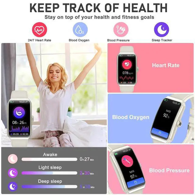 Alt view image 3 of 7 - Fitness Tracker with 24/7 Heart Rate, Blood Oxygen, Sleep Tracker, Waterproof Fitness Watch, Activity Tracker with Step Tracker for Women Men