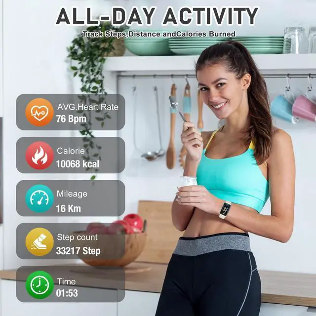 Alt view image 5 of 7 - Fitness Tracker with 24/7 Heart Rate, Blood Oxygen, Sleep Tracker, Waterproof Fitness Watch, Activity Tracker with Step Tracker for Women Men