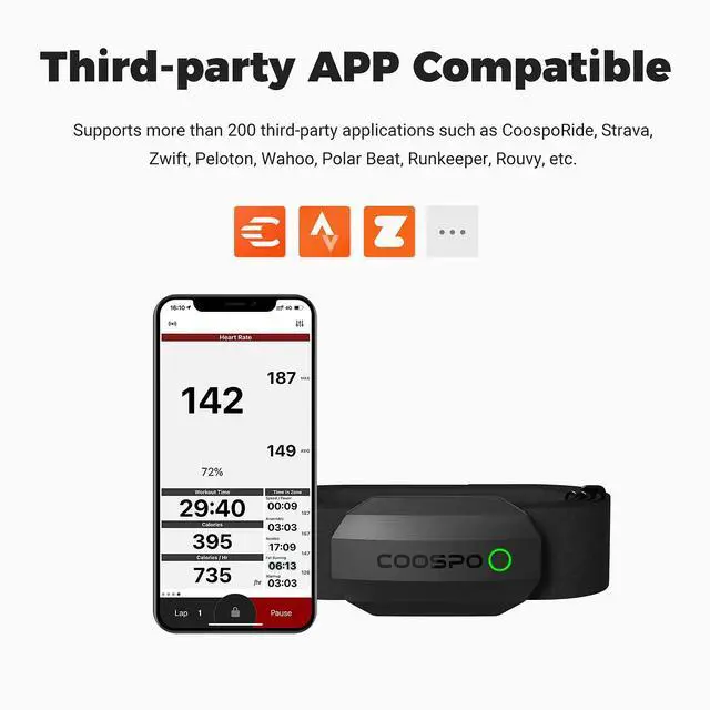 Alt view image 3 of 7 - Bluetooth Heart Rate Monitor Chest Strap H808S, ANT+ BLE HR Monitor Chest, HRM IP67 Waterproof, Use for Running Cycling Gym and Other Sports