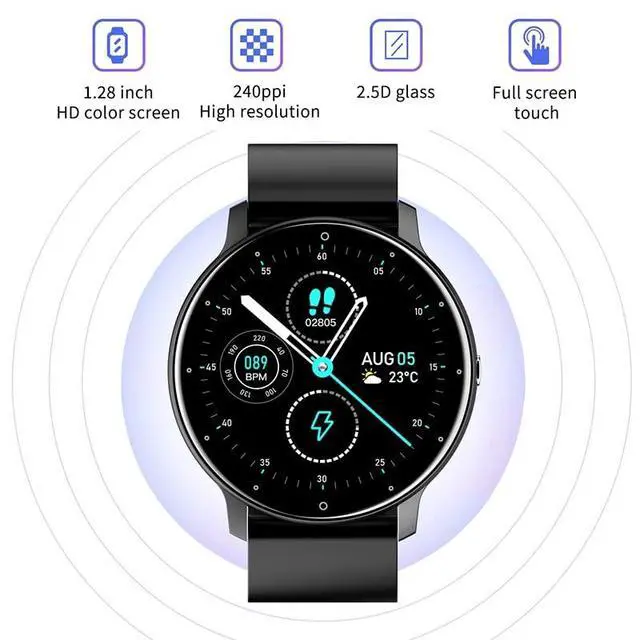 Alt view image 3 of 7 - Smart Watch, Health Monitoring, Fitness Tracker Men Women, Sports Mode, Activity Tracker with Heart Rate Blood Oxygen and Sleep Monitor Waterproof Smartwatch for Android/iOS Phones (Black)