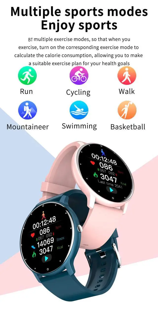 Alt view image 4 of 7 - Smart Watch, Health Monitoring, Fitness Tracker Men Women, Sports Mode, Activity Tracker with Heart Rate Blood Oxygen and Sleep Monitor Waterproof Smartwatch for Android/iOS Phones (Black)
