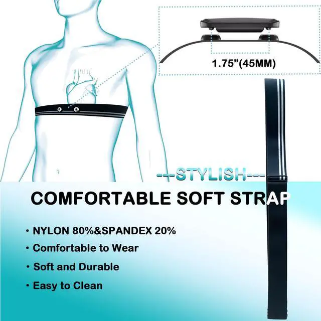 Alt view image 4 of 5 - Heart Rate Monitor Replacement Strap Compatible with Polar Garmin Tickr Wahoo Coospo- Heart Rate Monitor Strap Replacement (Double Silver)