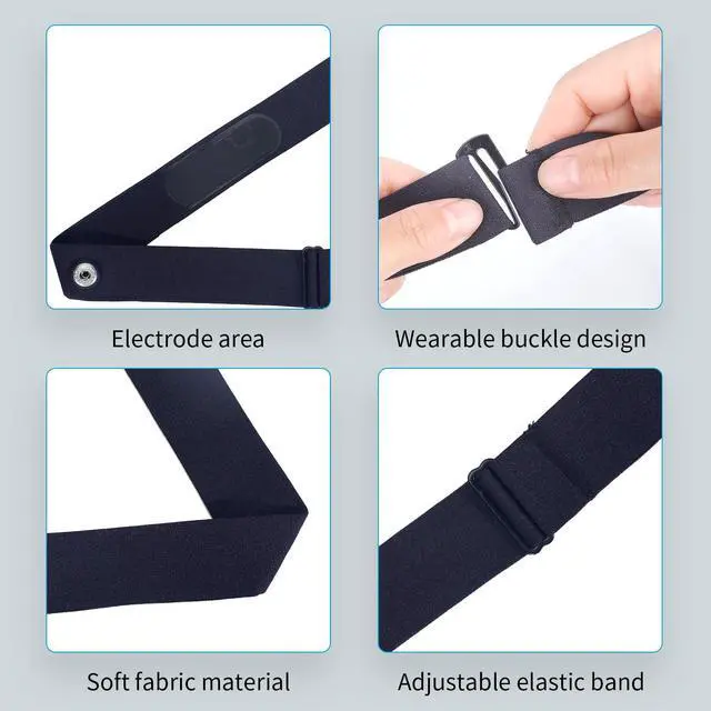 Alt view image 6 of 7 - Heart Rate Monitor Chest Strap Compatible with Polar H10 H9 H7 H1 Wahoo Tickr Garmin HRM COOSPO,Black M-XXL