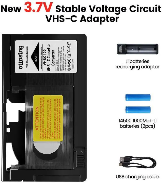 Alt view image 2 of 7 - 2026 New VHSC Cassette Adapter or VHS-C to VHS Motorized Adapter with Stable Voltage Circuit - 3.7V Dual Battery (Not Compatible with 8mm / MiniDV / Hi8) (Large)