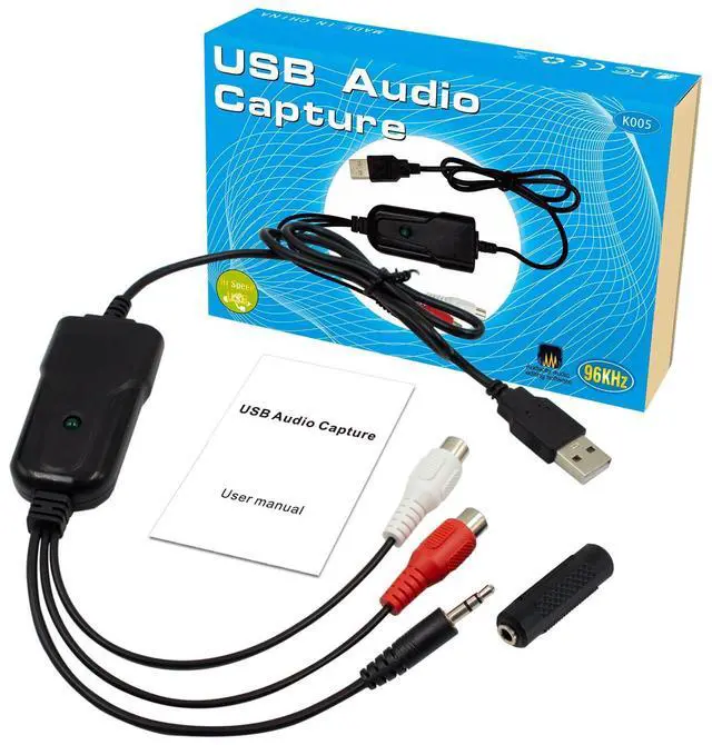 Alt view image 2 of 7 - USB2.0 Audio Capture Card RCA L/R+3.5mm Audio to USB up to 96kHz Wave/MP3 for Tape MD CD Player Phono Laptop