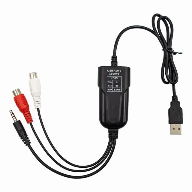 Alt view image 3 of 7 - USB2.0 Audio Capture Card RCA L/R+3.5mm Audio to USB up to 96kHz Wave/MP3 for Tape MD CD Player Phono Laptop