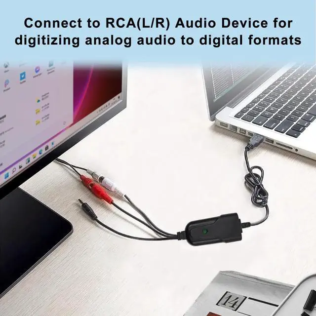 Alt view image 5 of 7 - USB2.0 Audio Capture Card RCA L/R+3.5mm Audio to USB up to 96kHz Wave/MP3 for Tape MD CD Player Phono Laptop