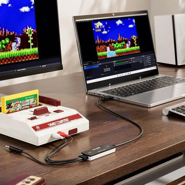 Alt view image 3 of 7 - USB 2.0 Audio Grabber with USB-C Adapter Analog to Digital Converter, Dual RCA/3.5mm Inputs, Vinyl/Cassette to MP3 USB Capture Card for PC/Mac/Linux
