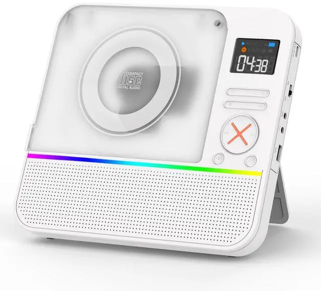 Main image of Portable CD Player with Bluetooth,Desktop Stereo Portable CD Player Bluetooth Rechargeable Portable CD Players for Home with Speakers FM Radio & RGB Light, LED Screen, Support USB/AUX Headphone Jack