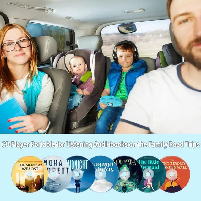 Alt view image 5 of 7 - CD Player Portable | Speaker Built-in Rechargeable CD Player for Car and Home, Anti-Skip Player with Headphones(Cyan-Blue)