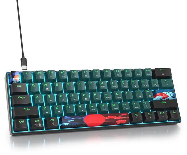 Main image of 60 Percent Gaming Keyboard 60% Mechanical Keyboard LED Backlit Ultra Compact Wired Keyboard with Red Switch for Windows Laptop Gamer(61 Sound Wave)