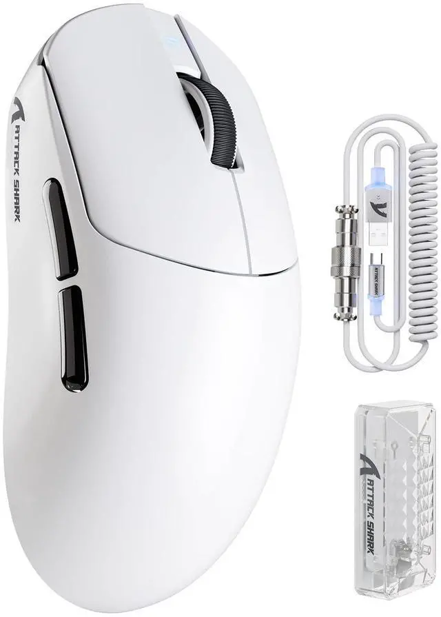 Main image of X8 PRO 8K Wireless Gaming Mouse,PAW 3395PRO Sensor,40K DPI,Tri-Mode,55g Ultra-Light,Broadcom 52840 MCU Chip,Programmable Mice with Coiled Cable for PC/MAC/Win-White