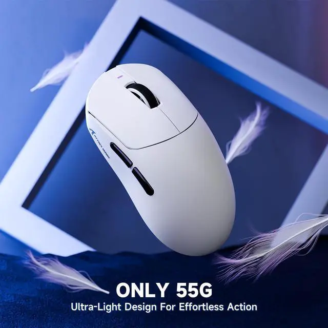 Alt view image 7 of 7 - X8 PRO 8K Wireless Gaming Mouse,PAW 3395PRO Sensor,40K DPI,Tri-Mode,55g Ultra-Light,Broadcom 52840 MCU Chip,Programmable Mice with Coiled Cable for PC/MAC/Win-White