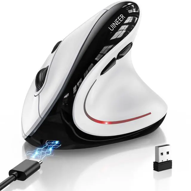 Main image of Ergonomic Wireless Vertical Mouse, Tri-Mode Bluetooth 5.0/4.0 and 2.4G USB, Rechargeable Silent Computer Mouse for Laptop, MacBook, iPad and PC, 4 DPI Levels, LED Light, 3-Device Switching