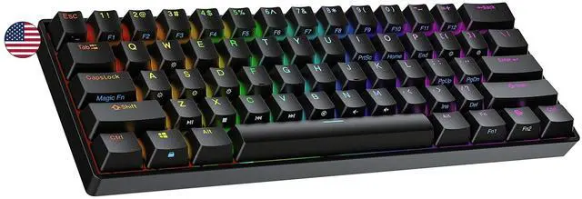 Main image of N60 Nova 60% Form Factor | Hot Swappable Mechanical Gaming Keyboard | 61 Keys Multi Color RGB LED Backlit for PC/Mac Gamer (Black, Gateron Pro Red)