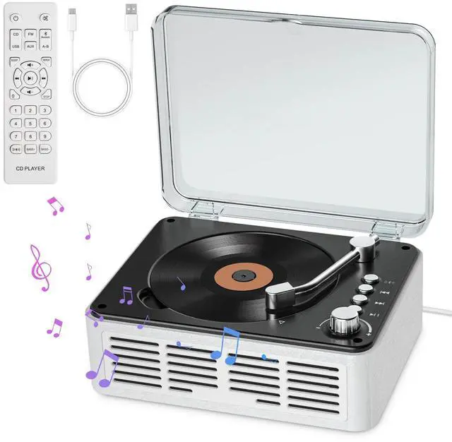 Main image of CD Player with Speakers HiFi Stereo Sound for Home,Bluetooth Retro Wood Nostalgic CD Music Players FM Radio with Remote Control,Support USB & AUX Playback