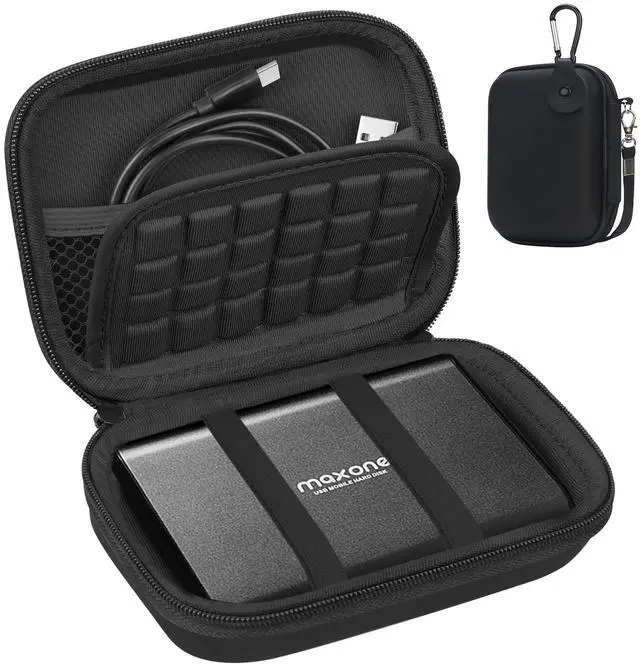 Main image of Hard Carrying Case for Maxone Ultra Slim Portable External Hard Drive HDD 500GB 160GB 250GB 320GB 500GB 750GB 1TB USB 3.0 EVA Shockproof Water-Resistant Protective Storage Travel Bag, Black
