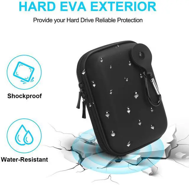 Alt view image 4 of 7 - Hard Carrying Case for Maxone Ultra Slim Portable External Hard Drive HDD 500GB 160GB 250GB 320GB 500GB 750GB 1TB USB 3.0 EVA Shockproof Water-Resistant Protective Storage Travel Bag, Black