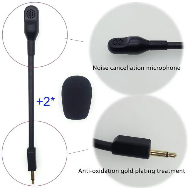 Alt view image 2 of 6 - Mic Replacement Fits for Razer BlackShark V2,V2 Pro Gen 1,V2 SE Wireless Gaming Headsets, Noise Cancelling 3.5mm Jack Boom BlackShark PC Game Sound Microphone Set with 2 Pcs Foam Covers