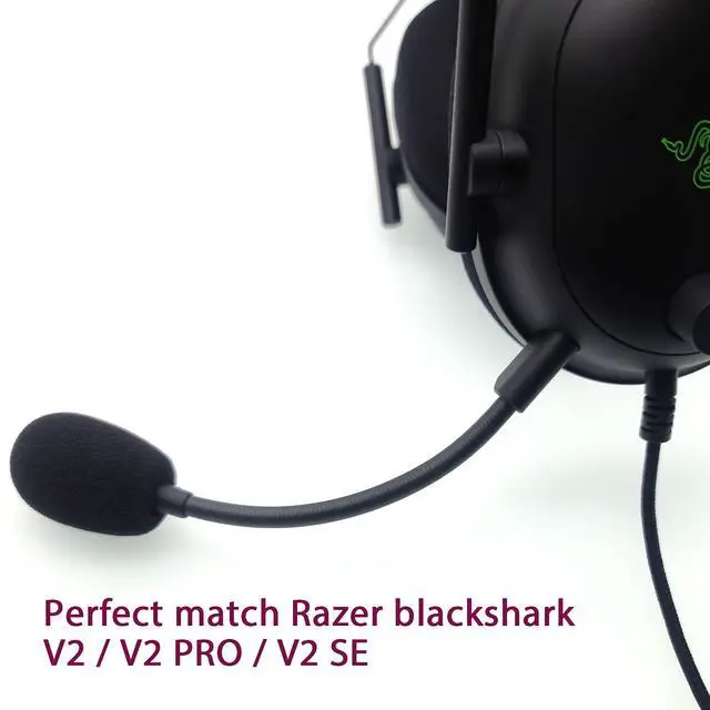 Alt view image 3 of 6 - Mic Replacement Fits for Razer BlackShark V2,V2 Pro Gen 1,V2 SE Wireless Gaming Headsets, Noise Cancelling 3.5mm Jack Boom BlackShark PC Game Sound Microphone Set with 2 Pcs Foam Covers