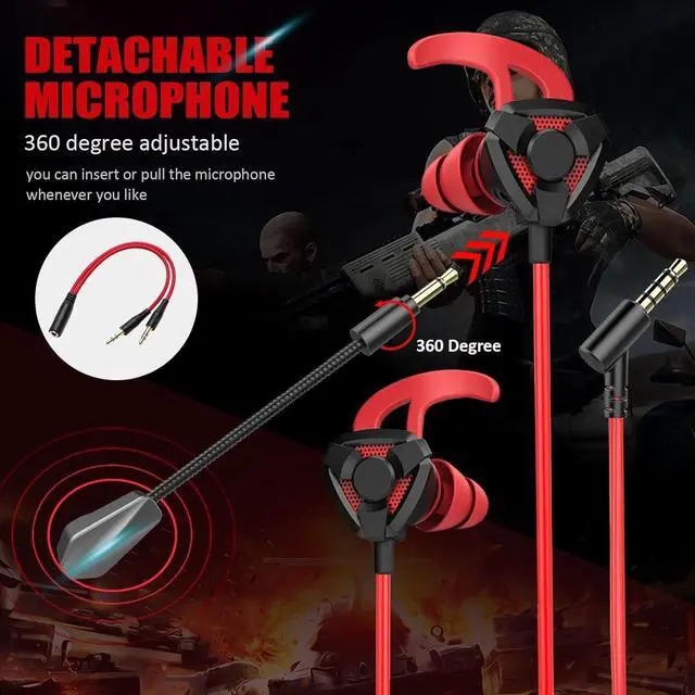 Alt view image 3 of 6 - Gaming Headset with Microphone Wired Gaming Earbuds PC for One PS4 PS5 Nintendo Switch PlayStation 5 Games Mobile Phone,Detachable Earphones Noise Cancelling Gaming Headphones with Mic