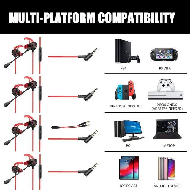 Alt view image 5 of 6 - Gaming Headset with Microphone Wired Gaming Earbuds PC for One PS4 PS5 Nintendo Switch PlayStation 5 Games Mobile Phone,Detachable Earphones Noise Cancelling Gaming Headphones with Mic