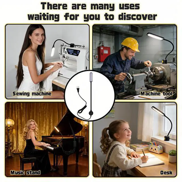 Alt view image 7 of 7 - 30 LED Sewing Machine Light with Flexible Silicone Neck, Magnetic Base Work Lamp for Sewing Machines, Drill Press, Desk, Music Stand, Crafts, Workbench, Non-Flicker, Eye-Caring Design