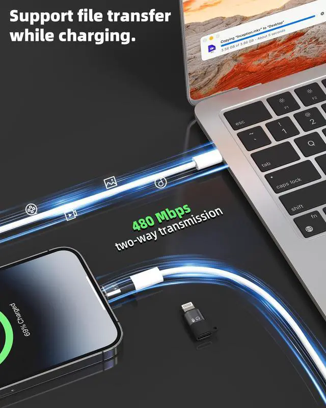 Alt view image 3 of 6 - OTG Audio USB C to Lightning Adapter for Iphone 14 13 Pro Max (3Pack) for Apple Type C Female Lighting Male Charger Cable Mobile Tipo Drive Connect Converter Thunderbolt Dongle Headphone Data for iPad