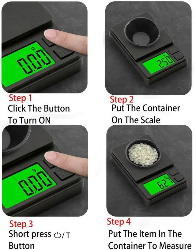 Alt view image 6 of 7 - Digital Pocket Scale 1000g x 0.01g Weigh Gram Scale, Mini Scale, Digital Grams Scale, Food Scale, Jewelry Scale, Kitchen Scale with Backlit LCD, 7 Units Tare, Battery Included, Black