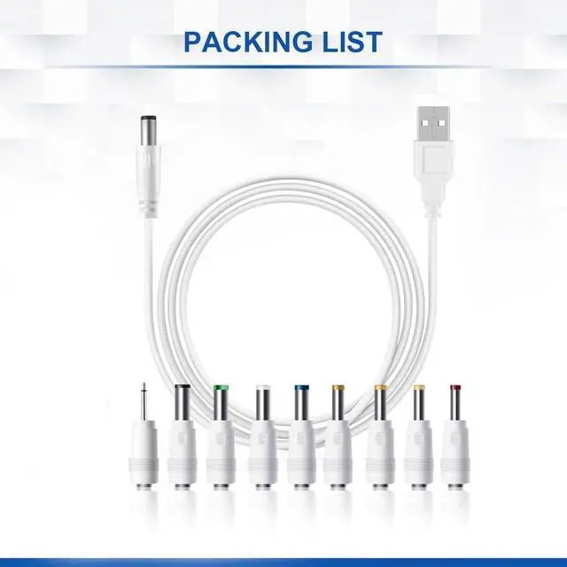 Alt view image 4 of 4 - DC 5V Power Cord, USB to 5V DC Power Cable Charging Cord with 9 Adapters (6.4 * 4.4mm, 6.3 * 3.0mm, 5.5 * 2.5mm, 5.5 * 2.1mm, 5.5 * 1.7 mm, 4.8 * 1.7 mm, 4.0 * 1.7 mm, 3.5 * 1.35 mm, 2.5mm)