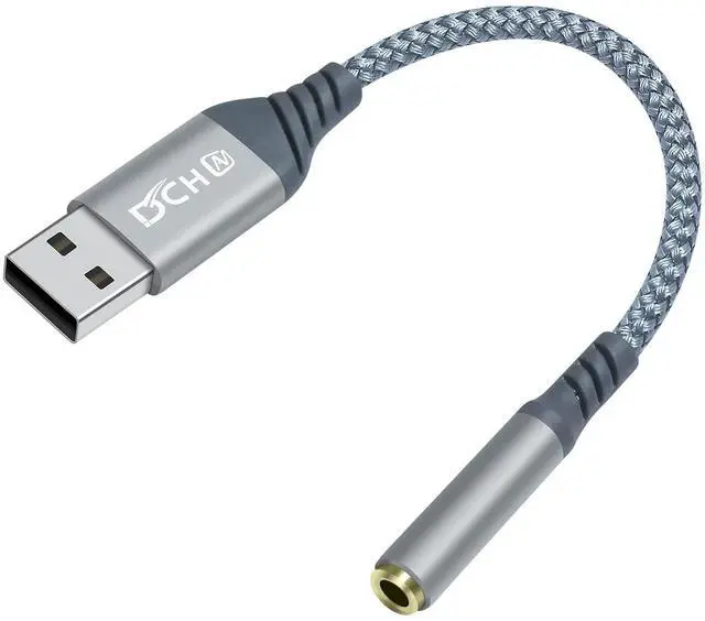 Main image of USB to 3.5mm Audio Adapter Microphone Headphone Jack External Sound Card AUX USB Type A to 3.5 mm Cable 4 Pole TRRS Female Interface Line Control for PC Laptop Desktop Speaker Headset, Grey