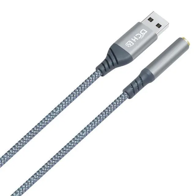 Alt view image 7 of 7 - USB to 3.5mm Audio Adapter Microphone Headphone Jack External Sound Card AUX USB Type A to 3.5 mm Cable 4 Pole TRRS Female Interface Line Control for PC Laptop Desktop Speaker Headset, Grey