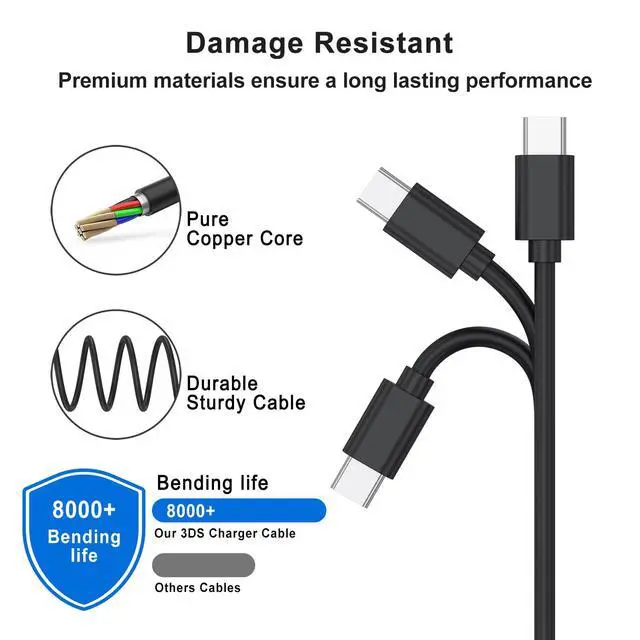 Alt view image 4 of 7 - 2 Pack PS5 Controller Charging Cable, 3.3ft Replacement USB C Charging Cable for PlayStation 5 DualSense, Xbox Series S/Series X, Elite Series 2, Switch Controller