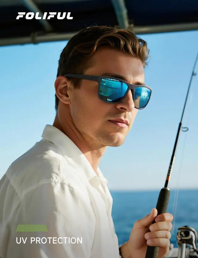 Alt view image 2 of 7 - Polarized Sunglasses Men and Women, Mens Sunglasses Square Lightweight with UV Protection Sun Glasses for Fishing Driving, 3806A05
