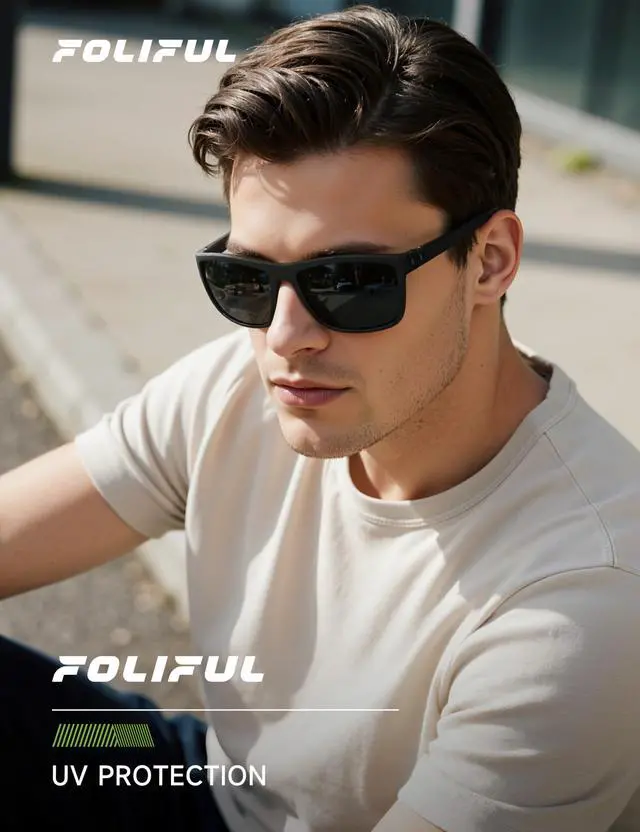 Alt view image 3 of 7 - Polarized Sunglasses Men and Women, Mens Sunglasses Square Lightweight with UV Protection Sun Glasses for Fishing Driving, 3806A05