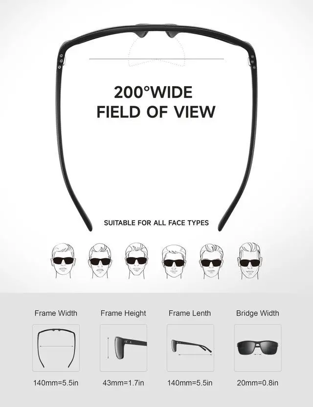 Alt view image 4 of 7 - Polarized Sunglasses Men and Women, Mens Sunglasses Square Lightweight with UV Protection Sun Glasses for Fishing Driving, 3806A05