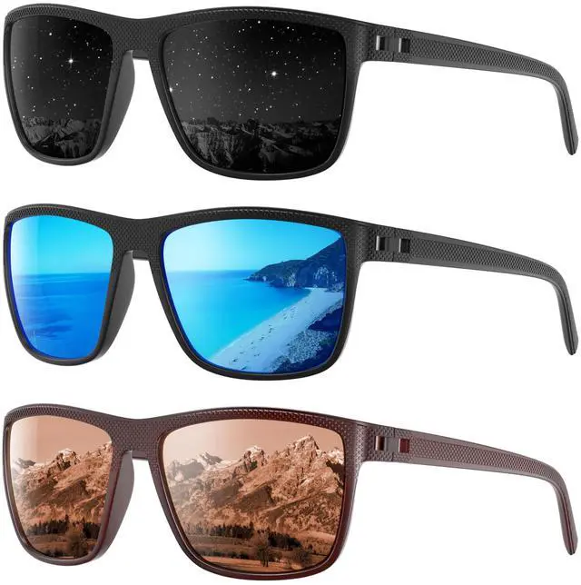 Main image of Polarized Sunglasses Men and Women, Mens Sunglasses Square Lightweight with UV Protection Sun Glasses for Fishing Driving, 3806A05