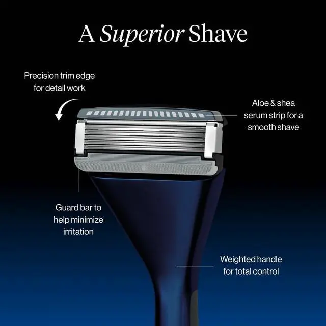 Alt view image 3 of 7 - House of Atlas Essential Razor for Men, Handle + 2 Razor Blade Refills, Precision Trim Edge (Dusk)