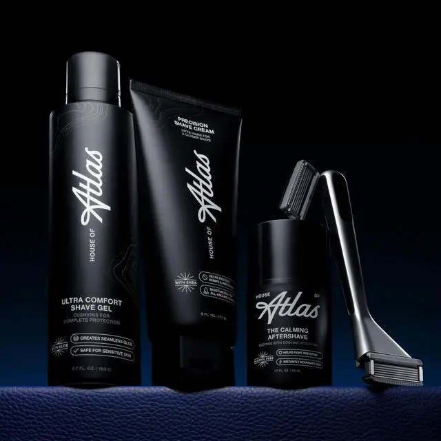 Alt view image 7 of 7 - House of Atlas Essential Razor for Men, Handle + 2 Razor Blade Refills, Precision Trim Edge (Dusk)